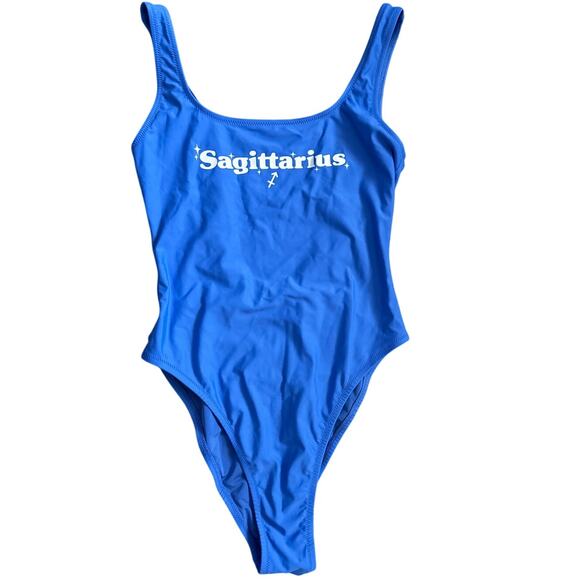 Aerie Astrology Sagittarius Babewatch‎ Cheekiest Blue One Piece Swimsuit Small - Picture 3 of 7